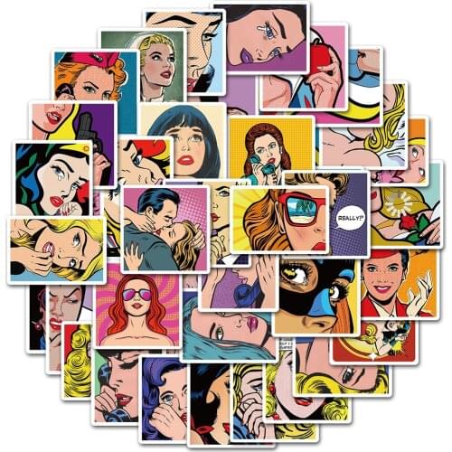 10/30/50PCS Geometric Hip Hop Retro Sexy Girl Comic Notebook Guitar Graffiti Sticker Decorative Toy Wholesale