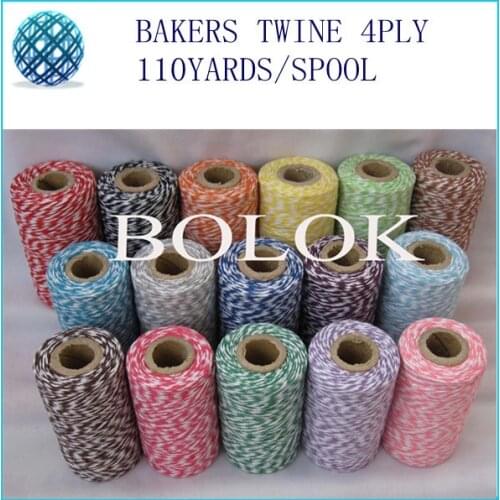 1000pcs/lot divine twine thin 4ply twine (110Yards/spool), cotton bakers twine 22kinds color wholesales