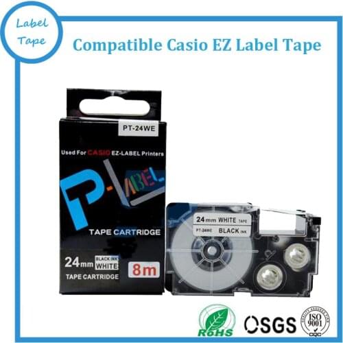 10PK EZ tape cartridge XR-24WE/XR-24WE1(24mm*8m. black on white). Perfect compatible for EZ labelling machines