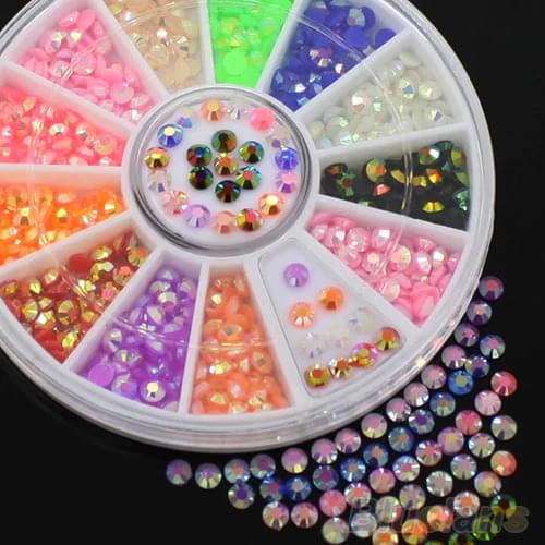 12 Colors Nail Art Decorations Colorful Fluorescent 3D Acrylic Glitters DIY Decal Nail Art Stips Stickers Nails accessoires 46MZ
