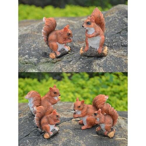 2Pcs Resin Squirrel Sculpture Ornaments Collectible Outdoor Home Garden Decor DIY