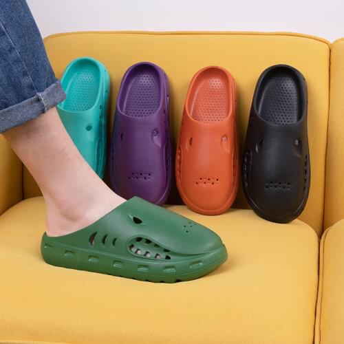 2021 EVA Shark shape slippers and sandals for men and women wave couple summer hole shoes ladies beach slippers