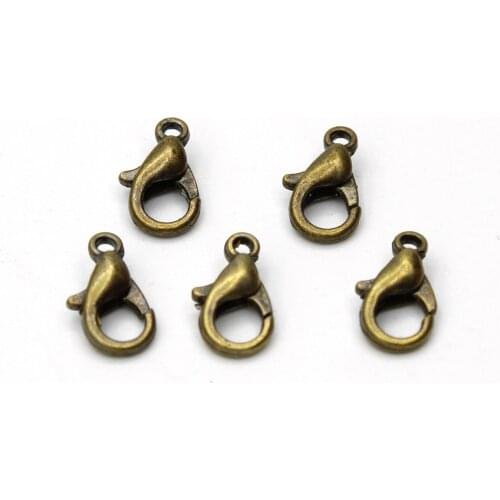 5 Color To Chose Color Retention 9mm/12mm/14mm 10/50/100/500PCS Jewelry Antique Copper Lobster Clasp Charms Jewelry Findings