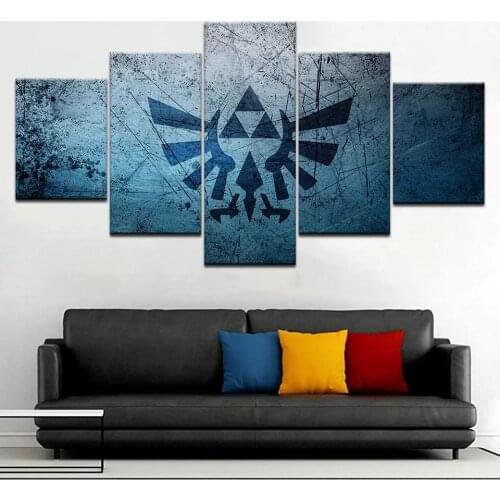 5 Piece Canvas Hd Wall Art Painting Cartoon Legend Zelda Game Logo Picture Painting Home Decor Print Bedroom Decoration Poster