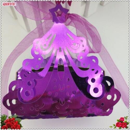 50Pcs Christmas Tree Wedding Candy Box Laser Cutting Elegant Luxury Party Supplies Paper Candy Bag for Guests Gift Box 7ZSH138