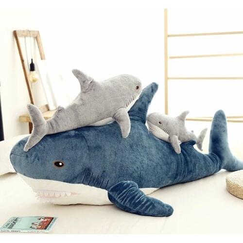 60-140cm Big Giant Shark Skin Soft Plush Shark Semi-Finished Coat Fish Polupar Pillow Toys Doll Gift For Kids Boys Girls Baby