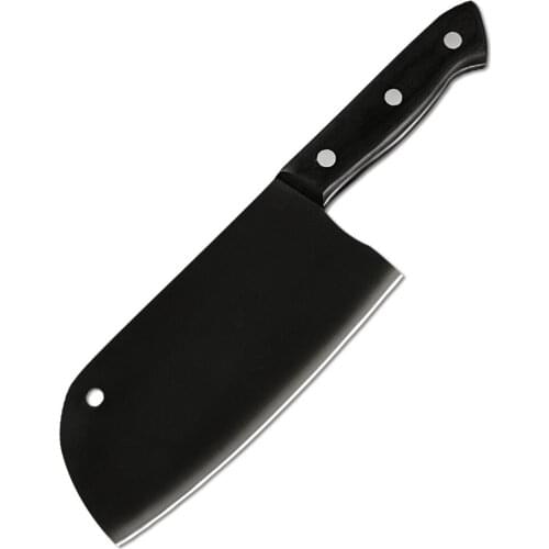 7 Inch 3Cr14 Stainless Steel Black Blade Full Tang Butcher Handmade Chef Knife Kitchen Surviving Cleaver Filleting Sharp Knives