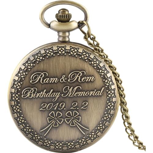 Bronze Re:Zero Starting Life in Another World Quartz Pocket Watch Necklace Fob Watches Men Anime Souvenirs 2019 New Clock Gifts