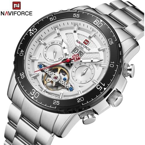 NAVIFORCE Mens Automatic Watch Top Brand Fashion Casual Watches 100m Waterproof and Shockproof Stainless Steel Wristband Clock