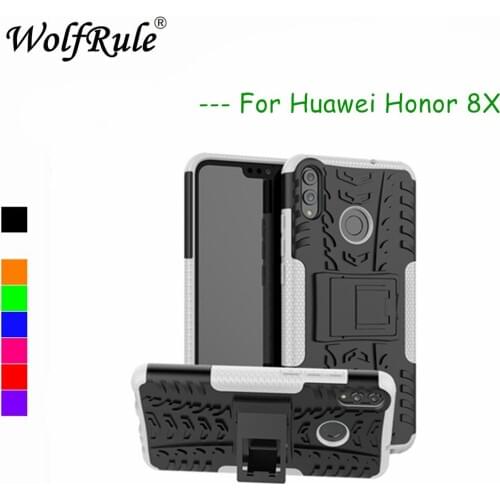WolfRule Cases Huawei Honor 8X Cover Dual Layer Armor Silicone Back Case For Huawei Honor 8X Phone Holder Stand Shells Honor 8X