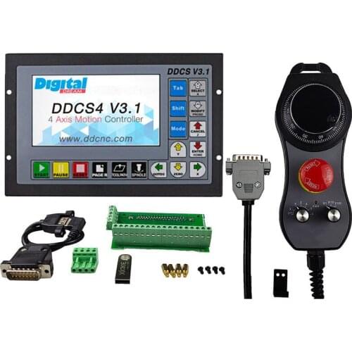DDCSV3.1 3/4 Axis G Code CNC Offline Stand Alone Controller For Engraving Milling Machine DDCS V3.1+ 6-axis E-Stop MPG Handwheel