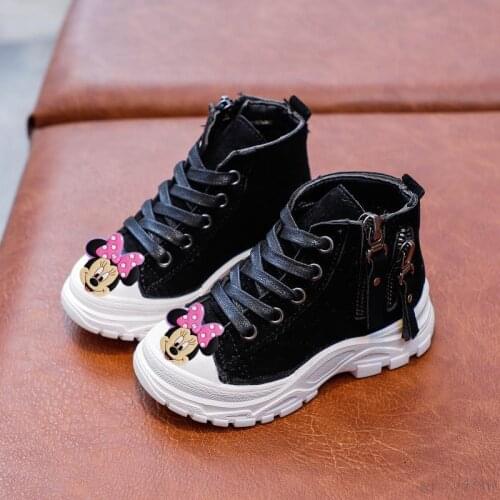 Disney Mickey Autumn Winter Childrens Boots Girls Boys Martin Boots Casual Ankle Shoes Kids Fashion Sneakers Baby Causal Shoe