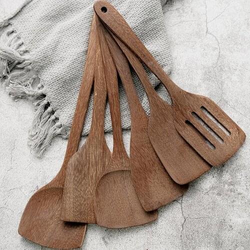 Wood Kitchenware Nonstick Wing Wood Cookware Set shovel Colander Spatula Spoon Cooking Set Kitchen Utensil