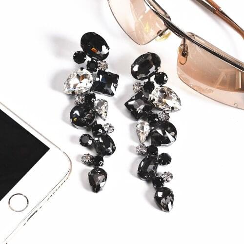 Elegant Black, Gray and White Earrings, Womens Luxury Rhinestone Accessories, Special-shaped Stones, Colorful Jewelry CORUIXI
