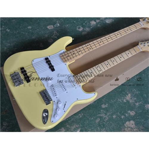 Free shipping custom 7 string guitar,ASH wood, tremolo bridge,HH pickups,27 frets,neck set in body ,black button