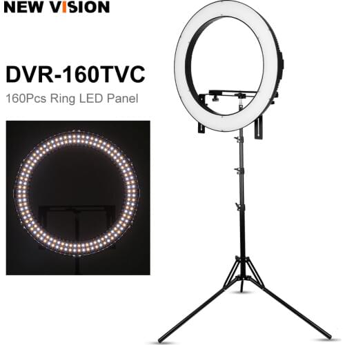 Falcon Eyes DVR-160TVC Photography Studio Video LED Ring Light 160pcs SMD Beads 3200K-5600K Color with 180cm Light Stand