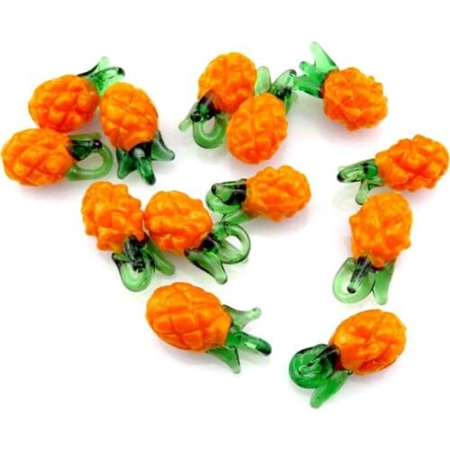 GLOWCAT 4pcs 21888 Fruit Pineapple Charm Pendant Glass Charms For Girls Earrings Necklace DIY Jewelry Making Supplies