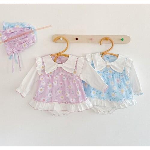 Ing Hot Sale Baby Girls Sweet Style Long Sleeve Romper With Hat