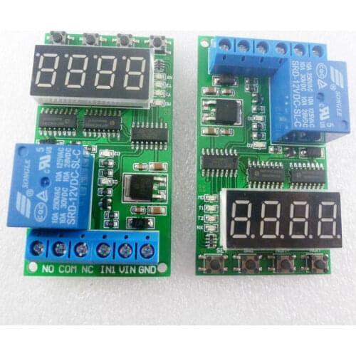 IO22C01_12V*2 2x High-Trigger DC 12V 10A Multifunction Timer Delay Relay Module High Power On/Off Adjustable for PLC Motor LED