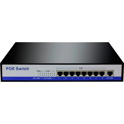 VV2 Gigabit poe switch 8 port 10/100/1000mbps rj45 lan hub ethernet switch 50V3A IEEE802.3af active poe for 8pcs 1080P HD poe