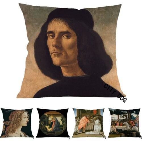 Christian Jesus Portrait of Michael Tarchaniota Marullus Painting art Cotton linen square pillow Cushion cover Home sofa Decor