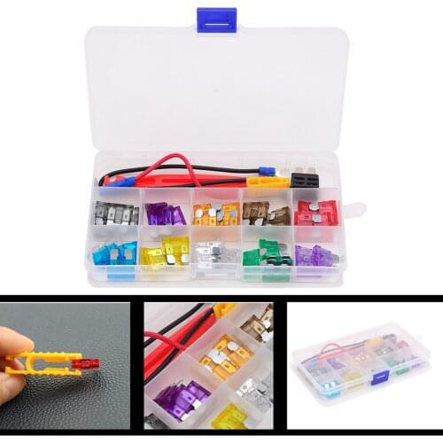 40Pcs car auto Blade Fuse Kit 2A 3A 5A 7.5A 10A 15A 20A 25A 30A 35A with FUSE PULLER Fuse Dimensions:19mm x 5mm x 18.5mm