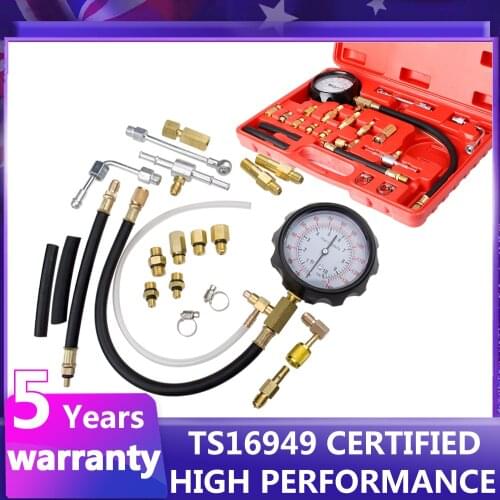 Universal Fuel Injection Gauge Kit Pressure Tester Test Car System Pump Tool Set 20Pcs 0-140 PSI/10 Bar