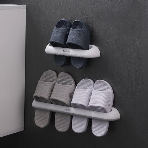 Bathroom Slippers Rack Wall Mounted Shoe Organizer Slippers Holder Shoes Hanger Shoes Storage Holder Bathroom Storage Organizer