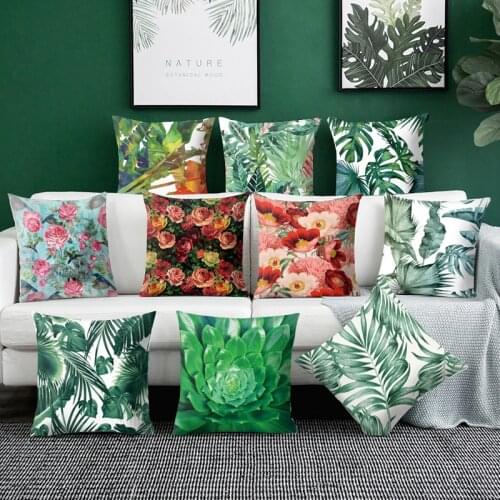 Flower plant Throw pillow cushion cover Tropical plant leaf hug pillowcase Cushion Cover for Sofa floor Home decor pillowslip