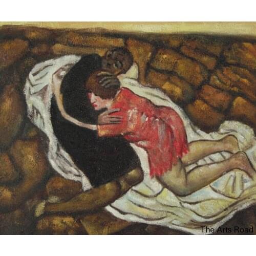 Death and the Maiden by Egon Schiele Abstract Oil Painting on Canvas Wall Decor Portrait Art Handpainted High Quality