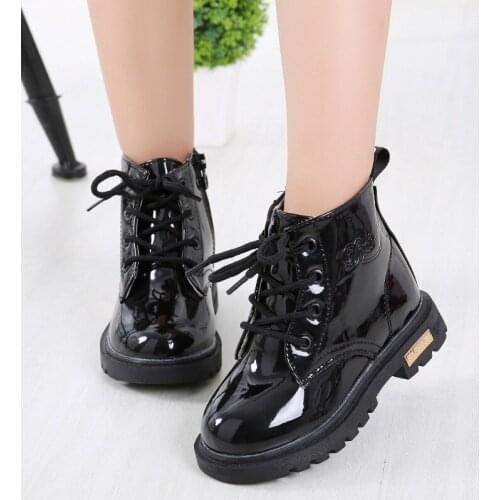 New Kids Shoes Boots for Children Martin Boots for Girl PU Leather Waterproof Snow Shoes Girls Candy Colors BootsSize 21-37