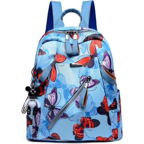 Oxford Female School Bags Teenage Student Girls Book Bag Fashion Design Backpacks for Women Bags Butterfly Print Ladies Backpack