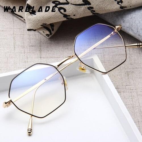 WarBLade 2018 Hexagon glasses Women Luxury Design Metal Eyewear Female Retro Vintage Mens Clear Glass Shades Lunette