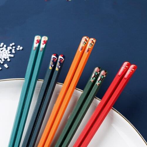 Sakura Japanese-Style Chopsticks Mildew Proof 24cm Amber Glass Fiber High Temperature Cooking Sushi Stick Hotel Restaurant