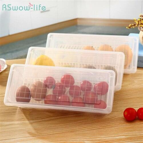 Plastic Seafood Fruit Refrigerator Storage Box Rectangular Food Storage Box Seafood Vegetable Drain Storage For Kitchen Storage