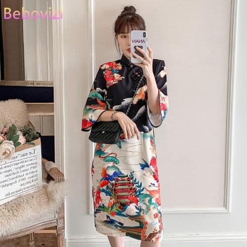 Plus Size XXL 3XL 4XL Fashion Modern Trend Cheongsam Dress for Women Casual Party Black Qipao Traditional Chinese Clothing