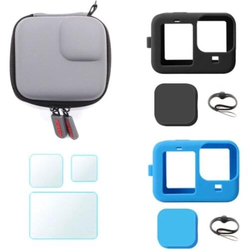 Tempered Glass Screen Film Silicone Cover Storage Bag For Gopro Hero 9 black Screen Protector Film Action Camera Accessories