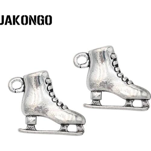 10PCS Antique Silver Plated Skate Charms Pendants for Necklace Jewelry Making DIY Handmade Craft 17x20mm