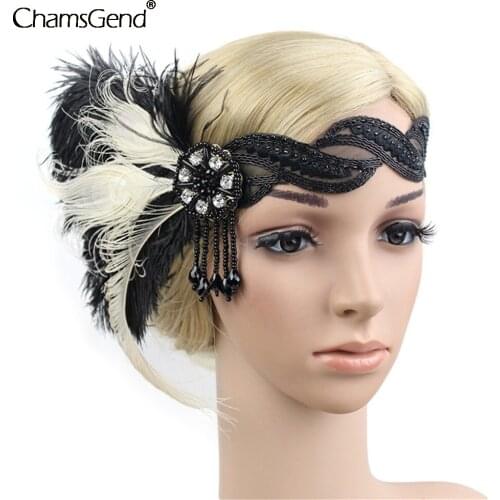 Feather Flapper Headband Headpiece Great Gatsby Headdress Vintage Party Costume Dress Headdress Hair Accessories Dropshipping