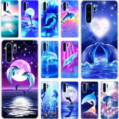 Hot Animal Cute Dolphin Silicone Phone Case for Huawei P50 P40 Pro P30 Lite P20 Pro P8 Lite 2017 P Smart Z 2020 2021 Soft Cover