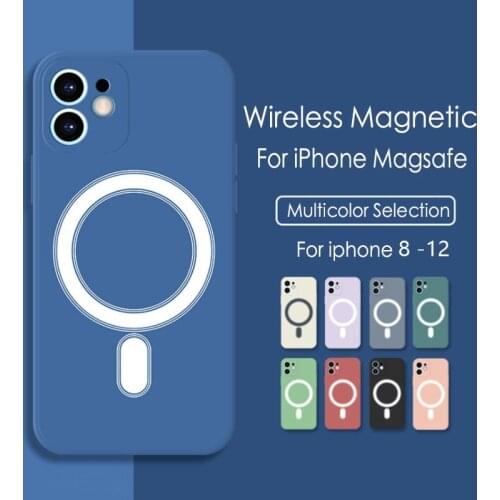 Silicone Magnetic Case Support for Magsafe Charger Protective Case for IPhone 11 12 Pro Max Mini XR X XS Max 8 Plus Magnet Cover
