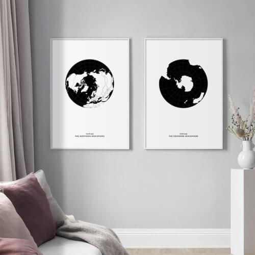 Modern Earth Map Poster Northern Hemisphere Southern Hemisphere Wall Art Picture Canvas Painting Print For Living Room Decor