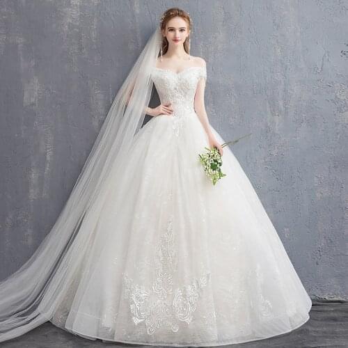 Princess Wedding Dresses 2019 Ball Gown Short Sleeves embroidery Glitter Applique Lace Saudi Arabic Bride Dress Vestido De Noiva