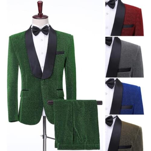 Colored bright silk blazer men formal dress latest coat pant designs singer stage marriage suit men wedding suits for mens
