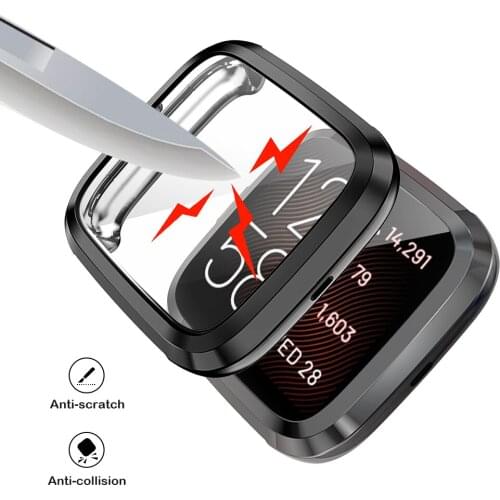 AntiScratch Protection Case Bezel Smart Watch Screen Protective Bumper Full Cover Shell for Fitbit Versa 2/2SE