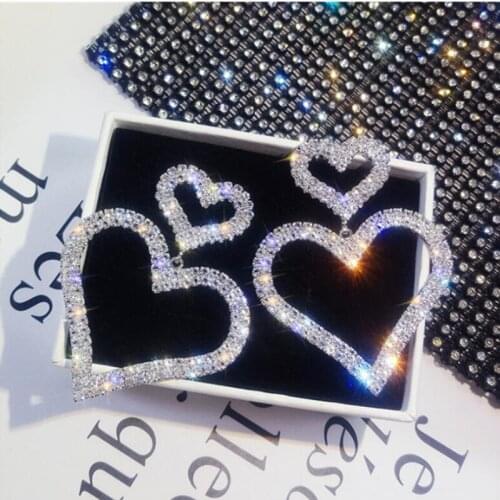 AAA Rhinestones Earrings for Women Fashion Full Heart Crystal Office Career Earrings Korean Jewelry Gift