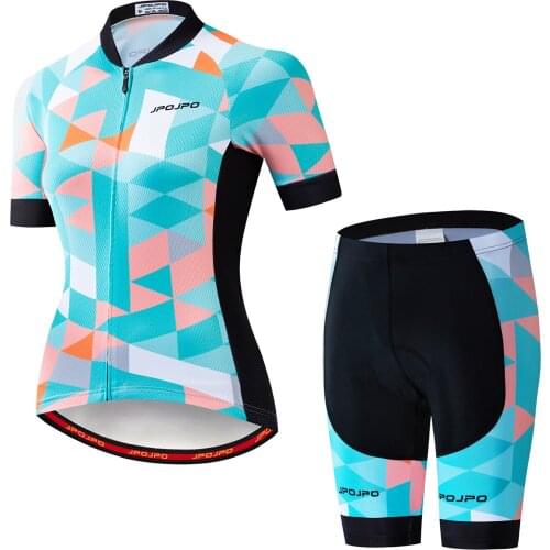 2019 Cycling Jersey Sets Women MTB Bike jersey bib shorts suits Anti-UV Bicycle shirts mountain road top bottom breathable Blue