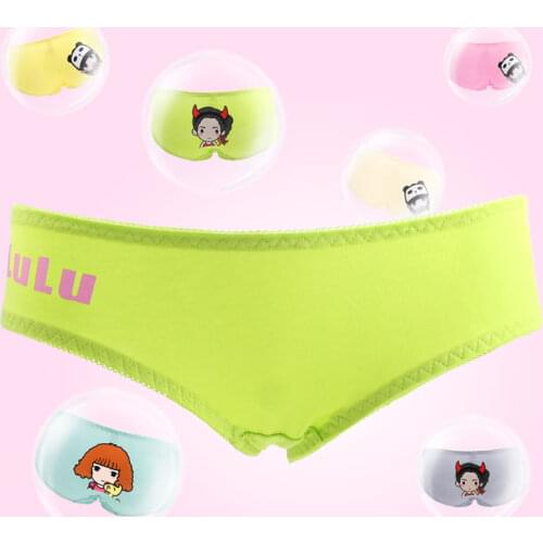 Ladies cotton underwear sexy cute cartoon briefs waist candy color girl student underwear