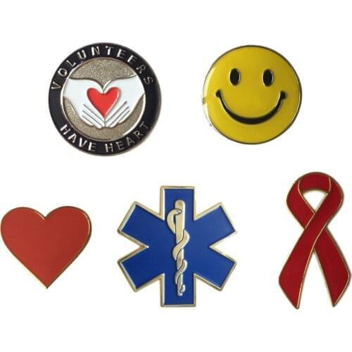 Star of Life Nursing Ambulance Lapel Pin White Snake Badge smile Pin EMT heart volunteers Enamel Pins collection gifts Brooch