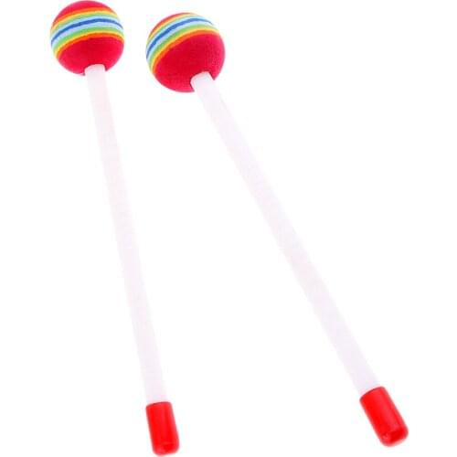 1 Pair Plastic Drum Mallet Sticks Rainbow Color Children Percussion Toys